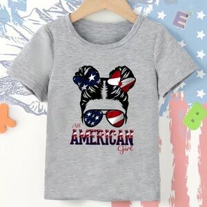 4th of July T-shirt girls size 1-2Y 2T gray red white blue sassy NEW